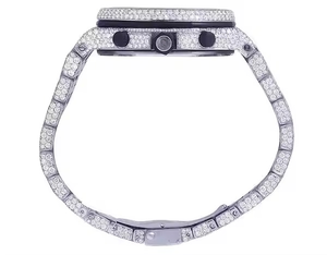 Estilo famoso VVS Moissanite Diamond Acero inoxidable Chrono Mecánico Automático Iced Out Reloj de pulsera Hip Hop Bling Moda para hombres - Product Image 4