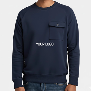 Sudadera Personalizada con Bolsillo en el Pecho, Cuello Redondo, Felpa de Algodón Premium, Sudadera Informal de Manga Larga para Hombre con Bolsillo Utilitario - Product Image 1