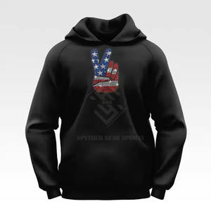 Sweat à capuche pour homme grande taille en coton mélangé, respirant, écologique, avec strass, prix abordable, haute qualité, vente en gros - Product Image 4