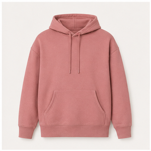 Sweat à capuche décontracté pour homme, couleur rose poussiéreuse, longueur mi-haute, cordon de serrage ton sur ton, poche kangourou, en molleton de coton brossé, personnalisable MHOOD-0025 - Product Image 1