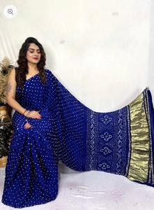 High Quality Bandhani <b>Saree</b> with Hand Tie Dye Work Pure Silk Fancy <b>Saree</b> - Product Image 4