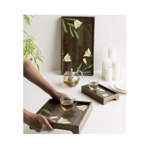 Bandeja Grande de Madera Hecha a Mano para Servir, Plato Decorativo, Diseño Moderno de Lujo, 100 Uds. Para Desayuno, Aperitivos, Decoración del Hogar, Uso de Exhibición - Product Image 1