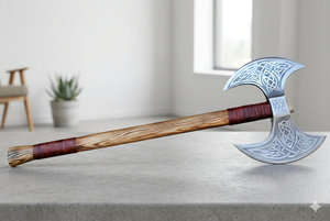 Hache Viking à double tête, Hache barbu en acier forgé à la main Hache Viking à double lame Cadeau pour lui, Cadeau de Noël. - Product Image 3