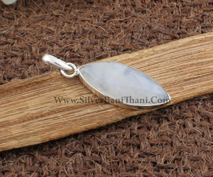 Colgante de Plata de Ley 925 con Baño de Platino y Piedra Lunar Arcoíris, Collar de Fuego Azul Natural, Piedra Lunar Genuina al por Mayor - Product Image 3