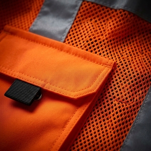 Gilet de sécurité haute visibilité orange pour hommes, vêtements de travail réfléchissants, gilet utilitaire, fermeture éclair personnalisée, vêtements de travail pour la construction - Product Image 5