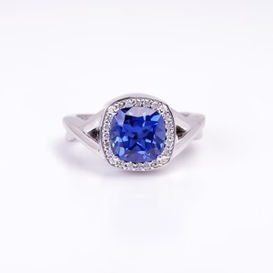 Cross Band <b>Ring</b> With Lab Grown Diamonds 9.25 Sterling <b>Silver</b> Lab Grown Precious Blue Sapphire Bold Jewelry Gift <b>Ring</b> Elegant - Product Image 1