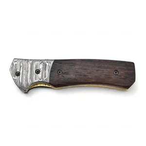 Navaja Plegable con Mango Marrón Oscuro y Empuñaduras Decorativas en Tono Plateado para Camping, Viajes, Actividades al Aire Libre y Accesorios de Cuchillería - Product Image 4