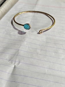 Handmade <b>Copper</b> Open Cuff Bracelet with Blue Quartz Stone Adjustable Boho <b>Bangle</b> Jewelry Wholesale - Product Image 2