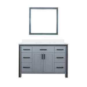 Mobile da Bagno Grigio Scuro 48 Pollici L X 22 Pollici D con piano in quarzo bianco e 34 pollici Mobili da Bagno con Specchio - Product Image 1