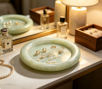 Plateau décoratif rond en marbre naturel pour la décoration de la maison, la salle de bain, la table de vanité, l'hôtel, le service de table
