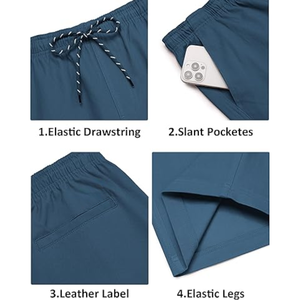 Shorts décontractés pour homme en coton, cordon de serrage, 9 pouces, style chino, taille élastique extensible, été, plage, golf - Product Image 6