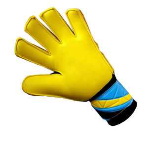 Gants de gardien de but de football professionnels jaunes et bleus en cuir PU, à doigts entiers, antidérapants, respirants, avec sangle de poignet réglable, unisexe - Product Image 4