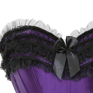 Corsé gótico de satén morado para mujer con detalles de encaje y lazo, estilo bustier moldeador. - Product Image 5