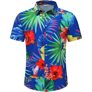 Chemises de plage d'été à imprimé ananas pour hommes, chemise à manches courtes décontractée à boutons, chemise florale pour hommes - Product Image 1