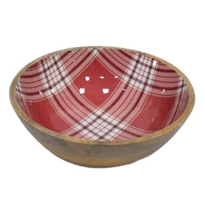 High Quality Custom Modern Design Handmade Enamel Dinnerware Pattern Mango Wood <b>Salad</b> <b>Server</b> Wedding Stocked Food Bowl Metal - Product Image 1