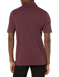 เสื้อโปโลแขนสั้นผู้ชายลายทางถักนิตติ้งลำลองสีน้ำเงินทรงปกติ - Product Image 4