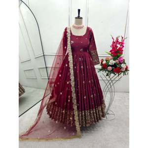 Vestido de noche de diseñador con secuencia bordada para fiestas con Dupatta incluida - Product Image 5