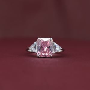 Moissanite Three Stone <b>Ring</b> Asscher Cut Geometric <b>925</b> <b>Silver</b> Prong Setting Classic Women's Engagement <b>Ring</b> - Product Image 2