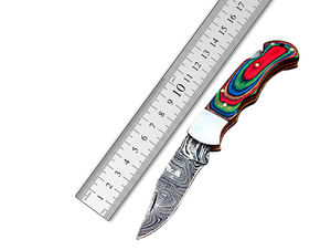 Navaja de bolsillo de Damasco con construcción de acero de calidad, navaja plegable de acero de Damasco con mango artístico, hecha a mano - Product Image 6