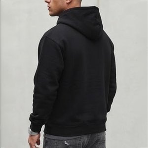 Nouveau sweat-shirt à capuche noir personnalisé pour homme avec impression de numéro style peinture en spray crème, poche avant, coupe classique, décontracté, pour l'automne - Product Image 2