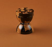 Brûleur d'encens Bakhour arabe de luxe en bois d'acacia poli et résine bleue, boîte de table durable, style moderne et antique, pour la maison et l'art.