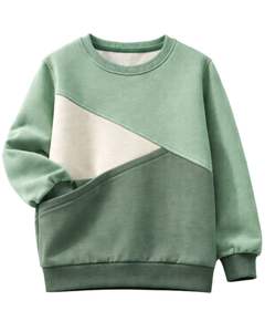 Sudadera Personalizada para Mujer en Color Verde Salvia, Estilo Color Block, Cuello Redondo, Informal, Holgada, para Invierno, Estilo Urbano - Product Image 1