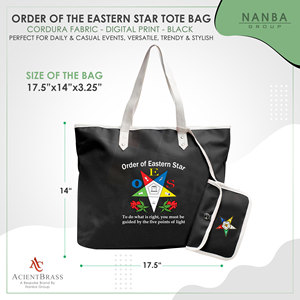 Sac fourre-tout imperméable à fermeture éclair Eastern Star Masonic pour femmes avec bandoulière |   Sac de courses brodé de l'Ordre de l'Étoile d'Orient - Product Image 6