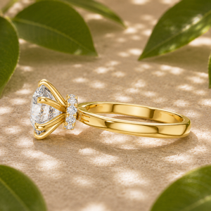 Bague solitaire halo caché en or massif 14 carats avec diamant rond de laboratoire certifié IGI 2,00 carats, bague de fiançailles classique, bijoux personnalisés - Product Image 2