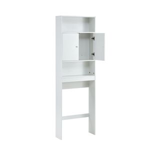 Mensola da Bagno Bianca Salvaspazio da Posizionare Sopra il WC con Armadietto Portaoggetti - Product Image 2