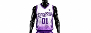 Maillot de basketball sans manches pour homme White Stitch 01, imprimé numérique dégradé violet, en Spandex/Polyester respirant, athlétique - Product Image 3