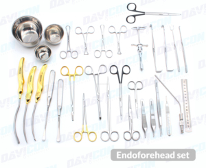 Kit d'instruments manuels endoscopiques DAVICON Premium pour lifting frontal et desquamation des sourcils, certifié CE ISO Classe I en acier inoxydable - Product Image 1