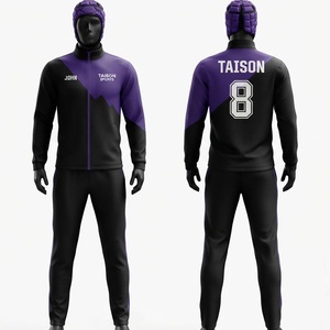 Unisex Hooded Rugby Training Suit 300 GSM Windproof Waterproof Eco-Friendly <b>Fleece</b> Moisture Wicking Polyester Green <b>Orange</b> Panel - Product Image 1