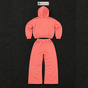 Conjunto Deportivo Rosa Oversize para Hombre, Sudadera con Capucha, Pantalones Jogger Cargo, Felpa de Algodón Grueso, Estilo Urbano Informal - Product Image 6