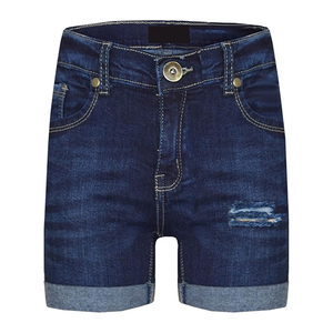 Shorts de Mezclilla Desgastados |   Shorts Vaqueros Personalizados con Lavado Oscuro, Dobladillo Enrollado y Detalle Desgarrado - Product Image 4