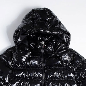 Chaqueta acolchada brillante de invierno Warn para hombre, chaqueta cortavientos acolchada gruesa negra con capucha, chaqueta acolchada con burbujas - Product Image 5