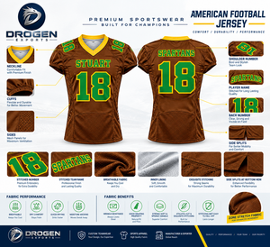 Maillot de football américain par sublimation, uniforme d'équipe de lycée, col en V, maille respirante, maillot d'entraînement et de match, impression personnalisée - Product Image 2
