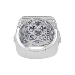 Handmade Hip Hop Cluster <b>Ring</b> with Prong <b>Set</b> Rhodium Plated <b>Sterling</b> <b>Silver</b> for Unisex Everyday Wear Anniversary man's Gift <b>Ring</b> - Product Image 3