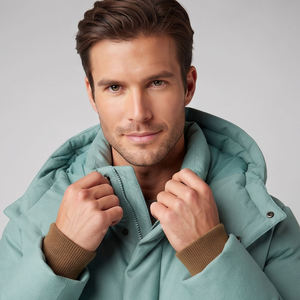 <b>Men's</b> Plus Size Long <b>Puffer</b> <b>Coat</b> Vintage Slim Hood Stand Collar Casual Winter Style Thick Polyester Outerwear Comfortable OEM - Product Image 3