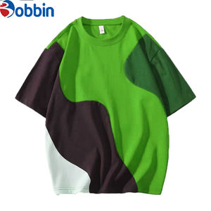 T-shirt Homme Col Rond Oversize Imprimé Personnalisé Color Block 100% Coton Grande Taille Patchwork Grammage Lourd 220 Grammes Décontracté Vierge - Product Image 1