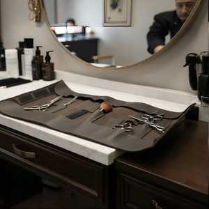 Heavy Duty Genuine <b>Leather</b> Barber Scissors Pouch Professional Grade Hair Stylist <b>Tool</b> Holder For Any Scissor LBSP-0006 - Product Image 4