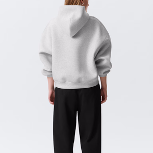 Sweat-shirt à capuche surdimensionné pour femme, couleur unie, tricoté en coton, manches longues, respirant, pour l'automne - Product Image 4