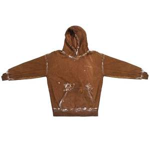 Hoodies pour hommes de haute qualité, effet vieilli, de luxe, coupe courte, effet déchiré, effet peinture pulvérisée, noir uni, effet délavé soleil - Product Image 2