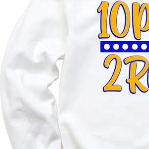 Sweat-shirt à col rond personnalisé avec 10 perles et deux rubis, couleur blanche, lettres grecques, pour sororité, pull décontracté à manches longues en polaire - Product Image 3