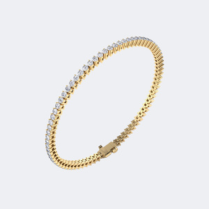 Pulsera de tenis con diamantes redondos de 3.28 CTW, oro, diamantes cultivados en laboratorio, color E-F, engaste festoneado, joyería brillante para mujer, 7 pulgadas - Product Image 5