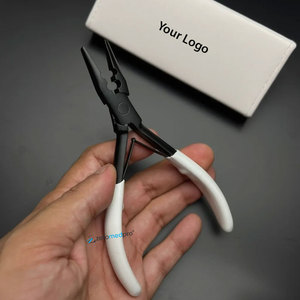 Matte Black 2 Hole Hair <b>Extension</b> Plier Custom Logo Stainless Steel with White Grip On Handle Micro <b>Beads</b> Plier - Product Image 3