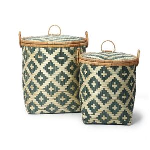 Handwoven Natural Bamboo Storage <b>Basket</b> with Lid – Stylish <b>Bathroom</b>, Bedroom & Laundry Storage Organizer - Product Image 4