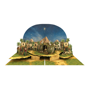 Carte de vœux de Noël 3D écologique en papier fait main avec scène de village d'hiver - Product Image 2