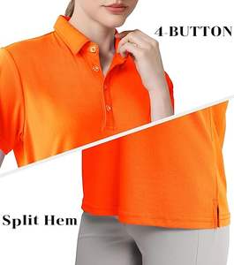 Fabricantes de ropa para marcas: Polo de manga corta para mujer, personalizado, de color liso, elegante y transpirable, con cuello vuelto. - Product Image 3