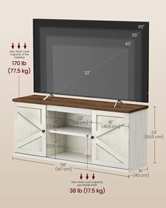 Meuble TV style ferme moderne avec portes coulissantes, armoires de rangement spacieuses, panneaux en MDF <span class=keywords><strong>mélaminé</strong></span> durable, multiples designs décoratifs - Product Image 6