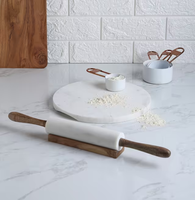 Support et porte-rouleau à pâtisserie en bois de manguier et marbre blanc, accessoires de cuisine, produit le plus vendu et très demandé